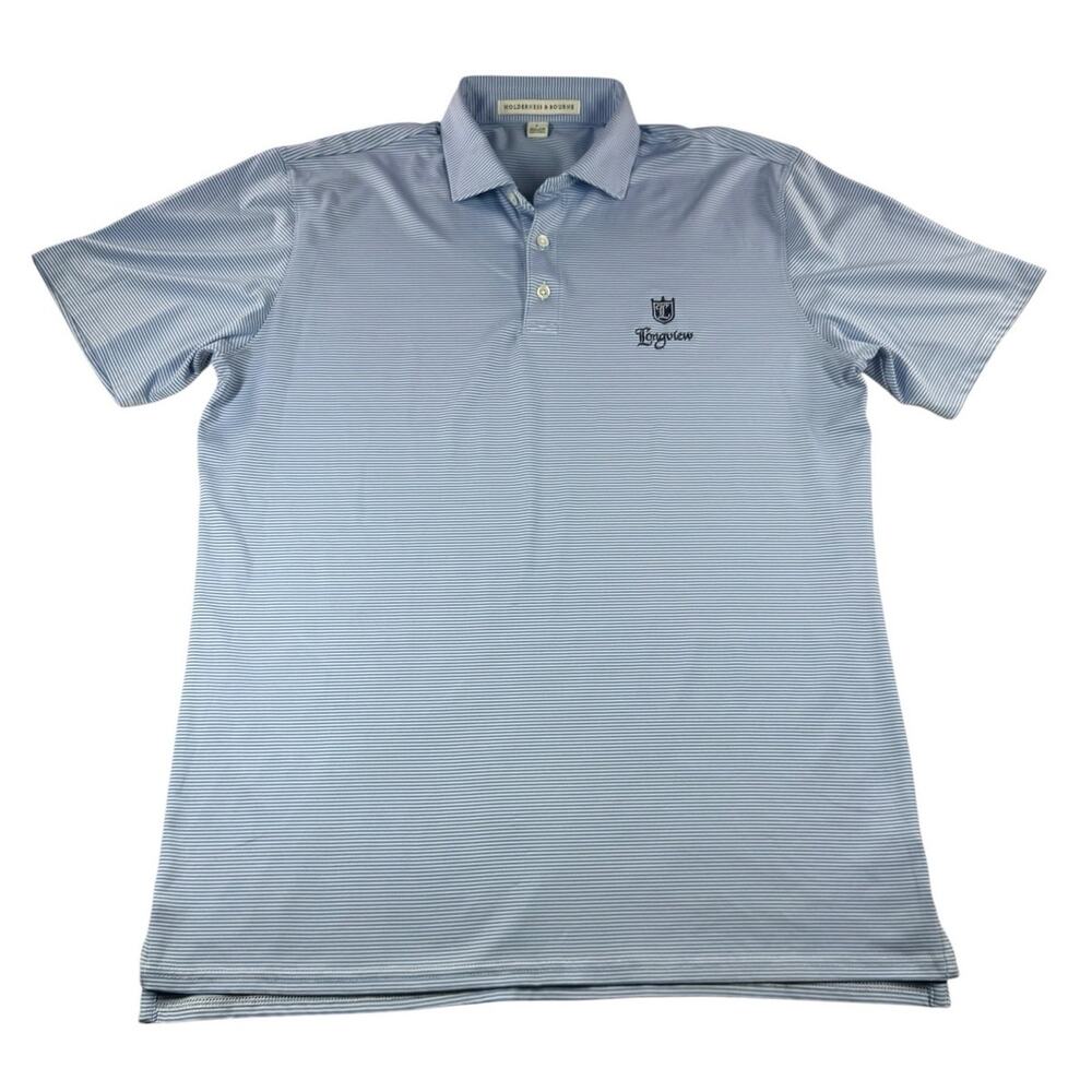 Holderness & Bourne The Perkins Golf Polo L Longview Tailored Blue White Stripe
